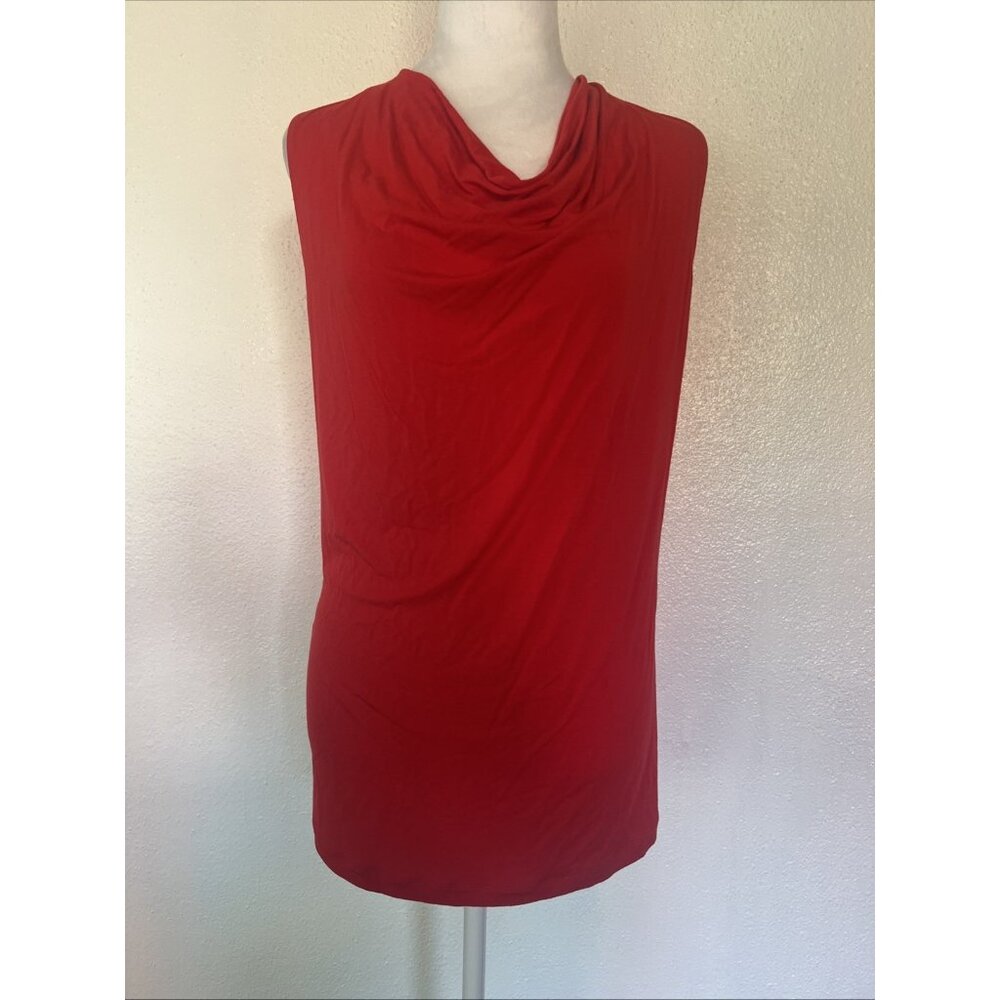 CAbi #3051 Red Top Tunic‎ Tie at Back Neck Size M